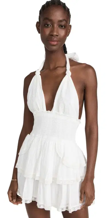 LoveShackFancy Deanna Halter Dress True White L | Thumbnail 1 LoveShackFancy Deanna Halter Dress True White L | Thumbnail 1