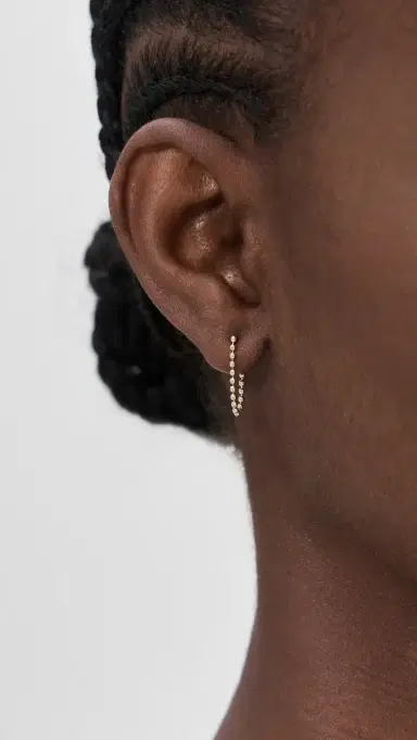 Zoë Chicco 14k Gold 1.5mm Bead Chain Back Earrings 14k Yellow Gold One Size | Thumbnail 3