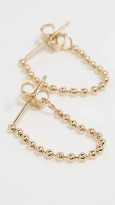 Zoë Chicco 14k Gold 1.5mm Bead Chain Back Earrings 14k Yellow Gold One Size | Thumbnail 4