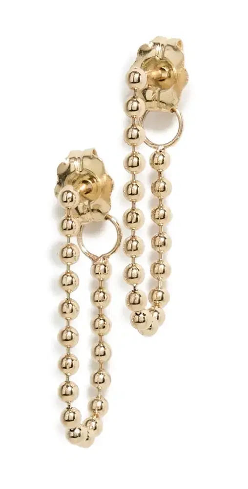 Zoe Chicco 14k Gold 1.5mm Bead Chain Back Earrings 14k Yellow Gold One Size