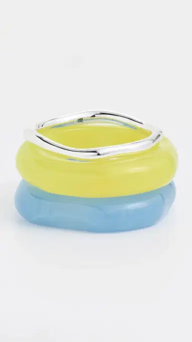Madewell Sculptural Resin Bangle Bracelet Set Tranquil | Thumbnail 3