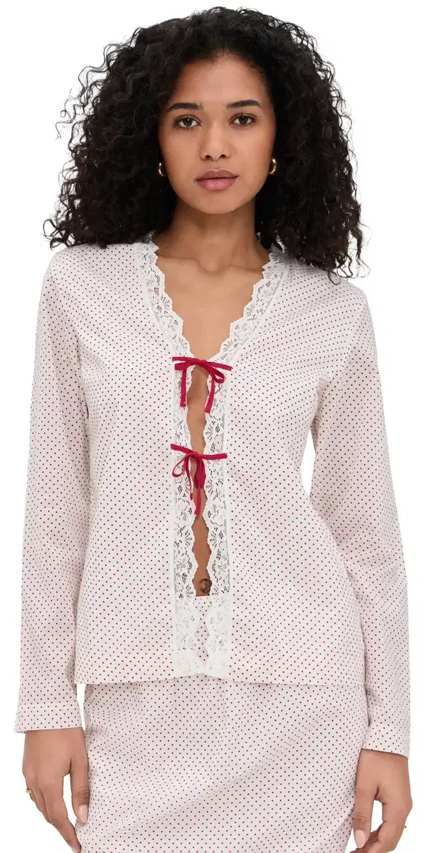arlowe Blouse Cream & Red Polka Dot