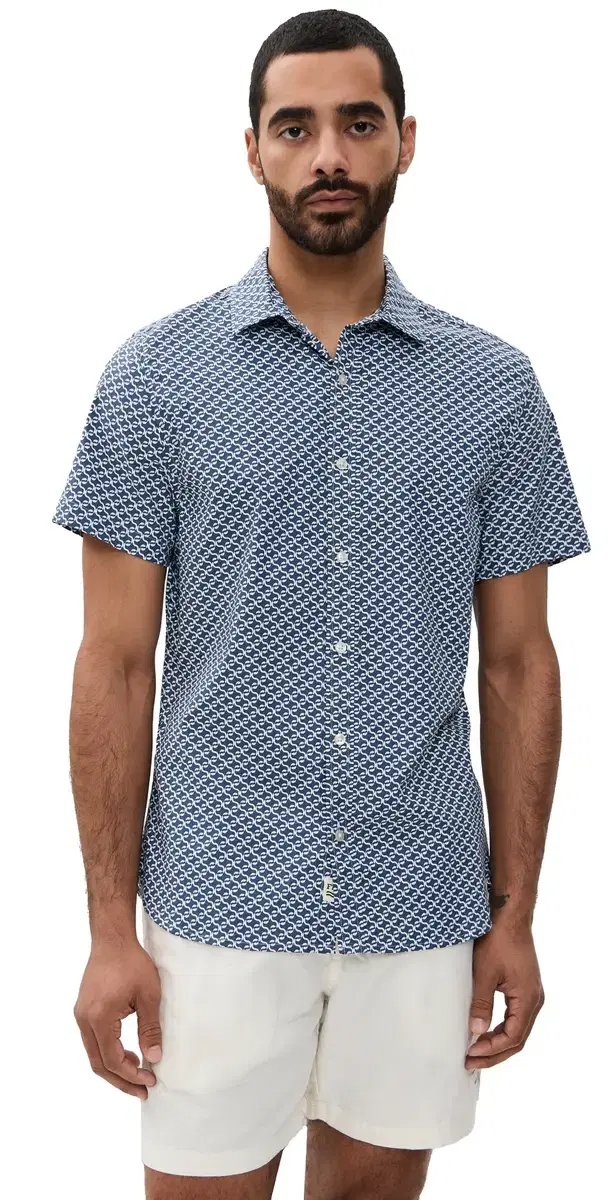 The Short Sleeve Windward Shirt Navy Geo