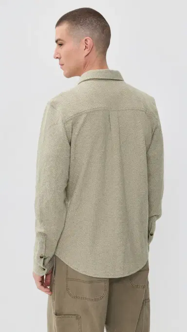 Marine Layer Pacifica Stretch Twill Overshirt Taupe Herringbone | Thumbnail 3 Marine Layer Pacifica Stretch Twill Overshirt Taupe Herringbone | Thumbnail 3