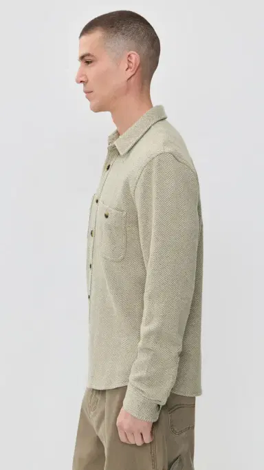 Marine Layer Pacifica Stretch Twill Overshirt Taupe Herringbone | Thumbnail 4 Marine Layer Pacifica Stretch Twill Overshirt Taupe Herringbone | Thumbnail 4