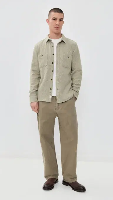 Marine Layer Pacifica Stretch Twill Overshirt Taupe Herringbone | Thumbnail 5 Marine Layer Pacifica Stretch Twill Overshirt Taupe Herringbone | Thumbnail 5