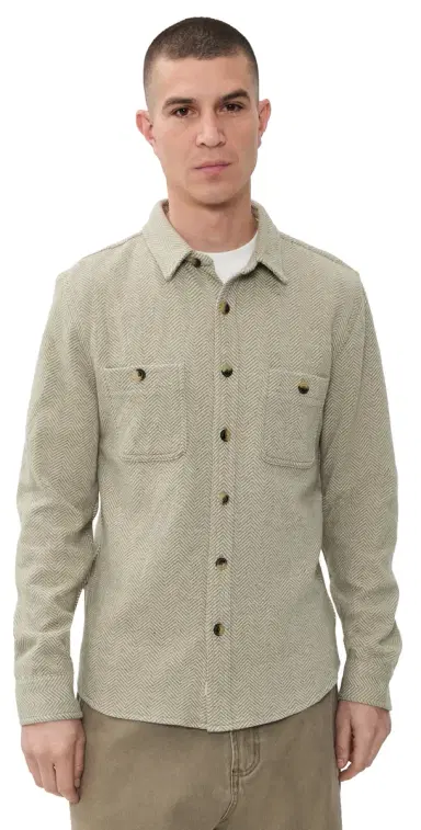 Marine Layer Pacifica Stretch Twill Overshirt Taupe Herringbone | Thumbnail 1 Marine Layer Pacifica Stretch Twill Overshirt Taupe Herringbone | Thumbnail 1