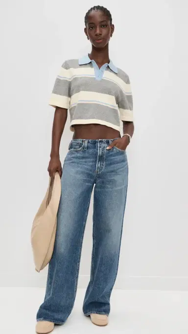 LE BOP Short Sleeve Striped Polo Heather Grey Stripe | Thumbnail 5 LE BOP Short Sleeve Striped Polo Heather Grey Stripe | Thumbnail 5