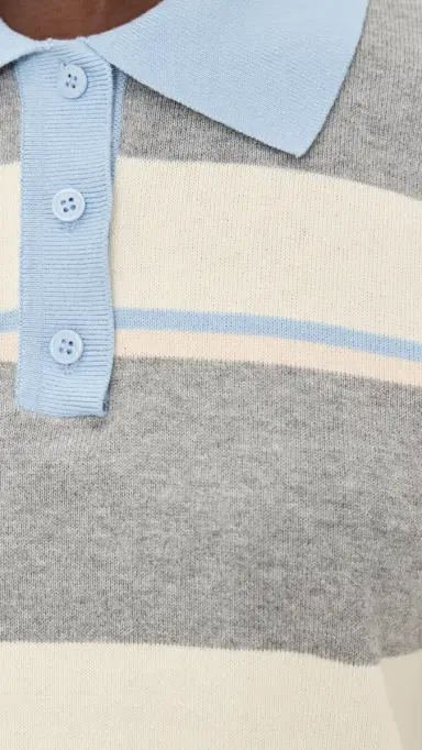 LE BOP Short Sleeve Striped Polo Heather Grey Stripe | Thumbnail 6 LE BOP Short Sleeve Striped Polo Heather Grey Stripe | Thumbnail 6