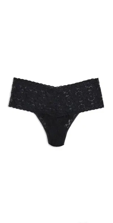 Hanky Panky Extended Size Retro Lace Thong Black One Size | Thumbnail 1