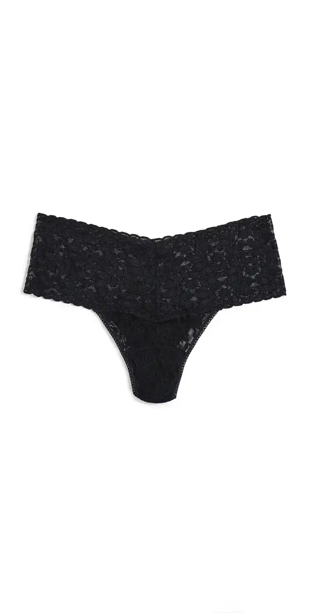 Extended Size Retro Lace Thong Black One Size