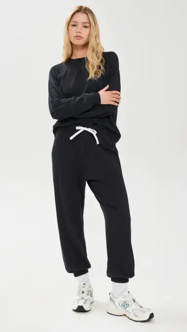 Splits59 Andie Oversized Fleece Sweatpants Black M | Thumbnail 5