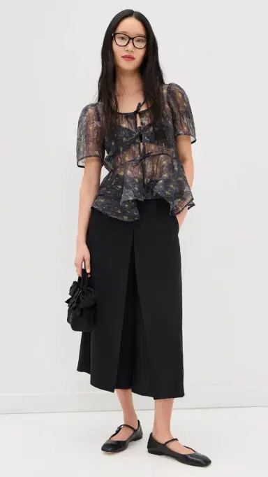 Ganni Printed Shibori Organza Sun Cut Peplum Blouse | Thumbnail 5 Ganni Printed Shibori Organza Sun Cut Peplum Blouse | Thumbnail 5
