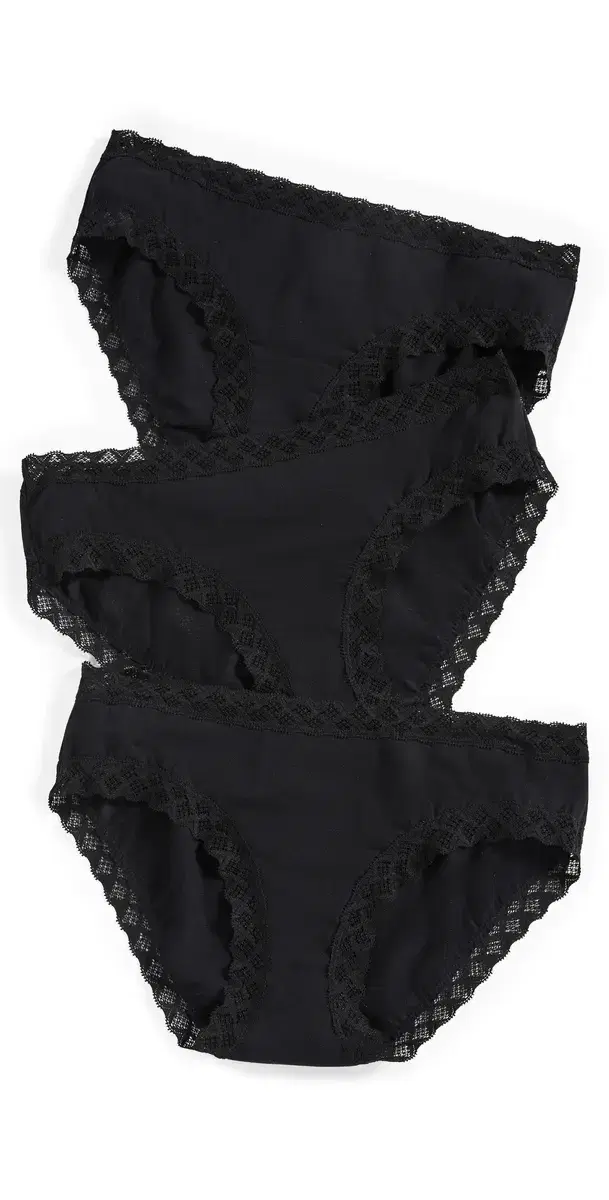 Natori Bliss Girl Briefs 3 Pack Black