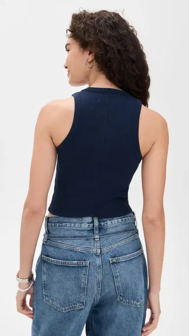 Sold Out NYC The Cropped Not So Basic Tank in Navy Navy L | Thumbnail 3 Sold Out NYC The Cropped Not So Basic Tank in Navy Navy L | Thumbnail 3