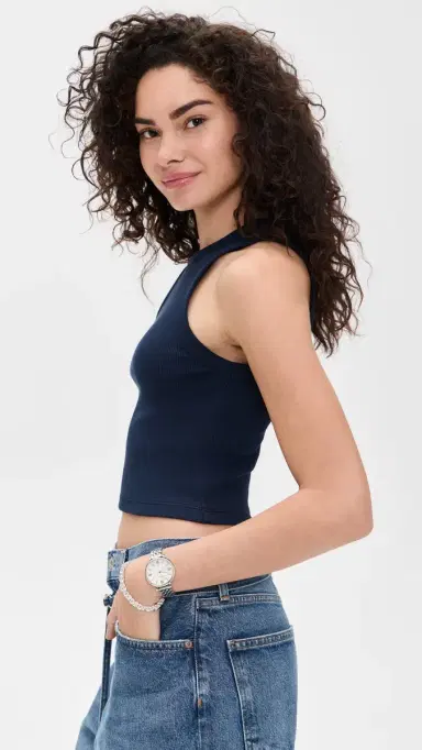 Sold Out NYC The Cropped Not So Basic Tank in Navy Navy L | Thumbnail 4 Sold Out NYC The Cropped Not So Basic Tank in Navy Navy L | Thumbnail 4
