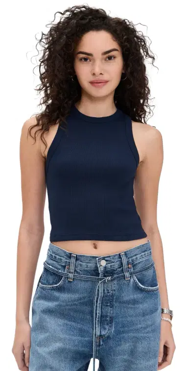 Sold Out NYC The Cropped Not So Basic Tank in Navy Navy L | Thumbnail 1 Sold Out NYC The Cropped Not So Basic Tank in Navy Navy L | Thumbnail 1