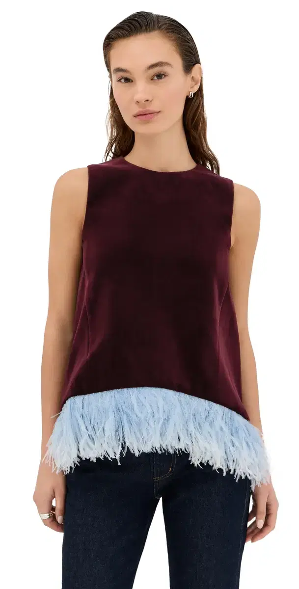 a Scala Velvet Top with Feathers Solid
