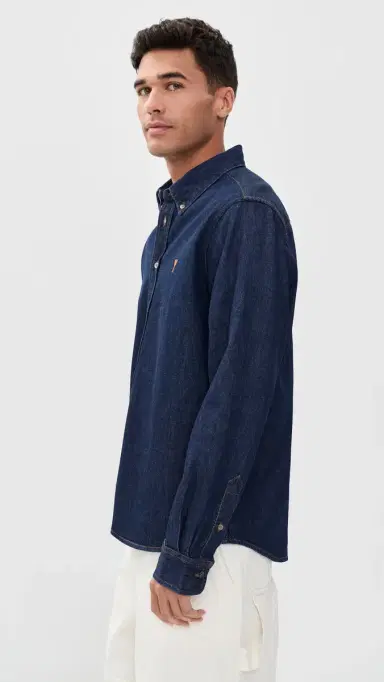 AMI Raw Indigo Denim Shirt Indigo | Thumbnail 4 AMI Raw Indigo Denim Shirt Indigo | Thumbnail 4