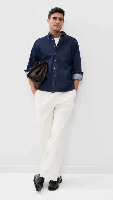 AMI Raw Indigo Denim Shirt Indigo | Thumbnail 5 AMI Raw Indigo Denim Shirt Indigo | Thumbnail 5