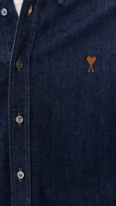 AMI Raw Indigo Denim Shirt Indigo | Thumbnail 6 AMI Raw Indigo Denim Shirt Indigo | Thumbnail 6