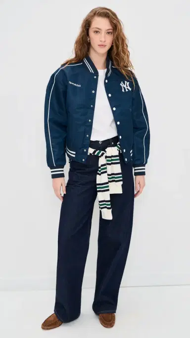 Sporty & Rich Yankees Varsity Jacket Dark Navy/White M | Thumbnail 5