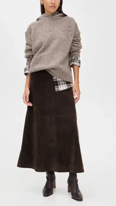 Joe's Jeans The Tavi Vegan Suede Skirt Dark Chocolate | Thumbnail 2