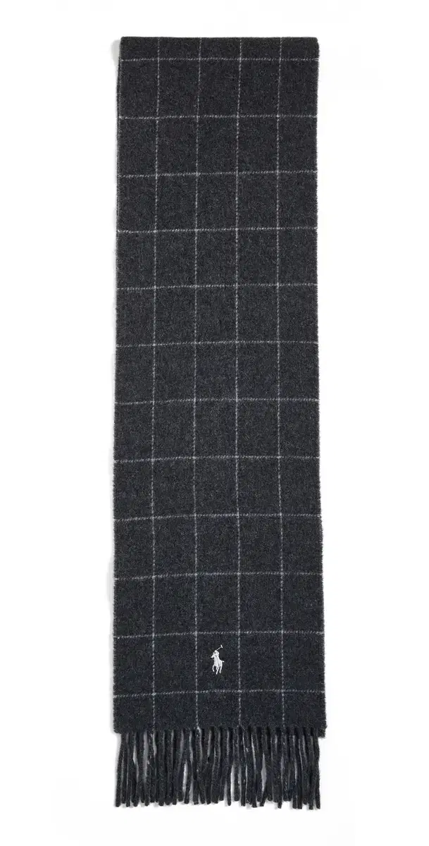 Reversible Windowpane Scarf Charcoal/Grey One Size