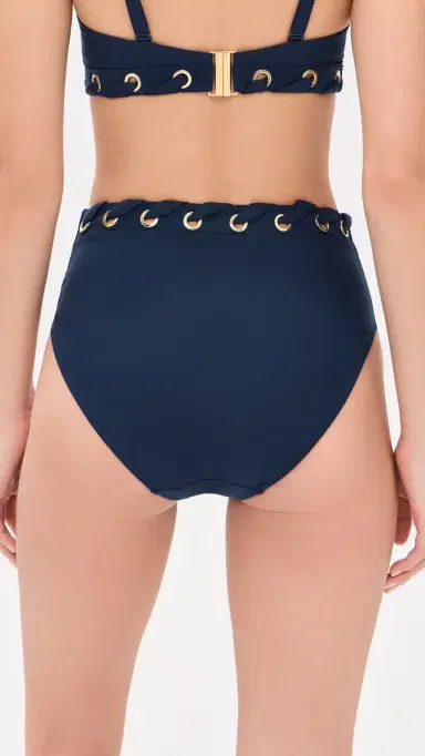 STYLEST DreamSculpt Grommet High Waist Bikini Bottoms Navy | Thumbnail 3
