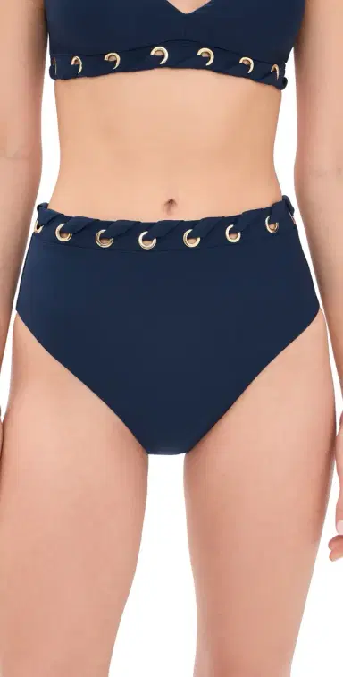STYLEST DreamSculpt Grommet High Waist Bikini Bottoms Navy | Thumbnail 1