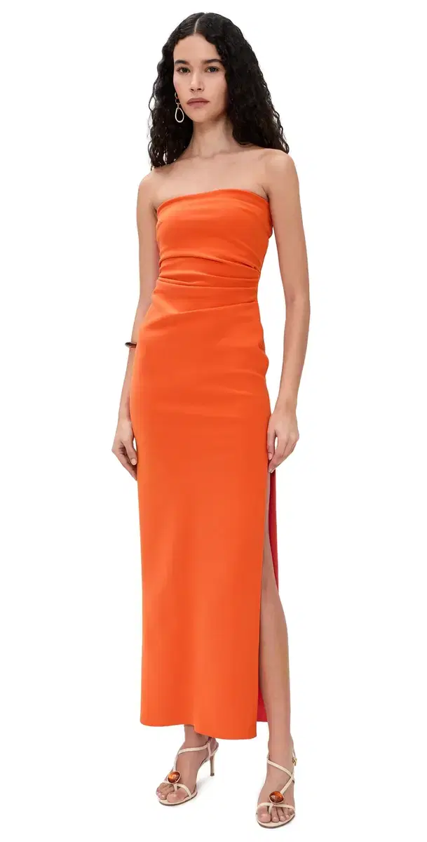 Reina Strapless Maxi Dress Orange