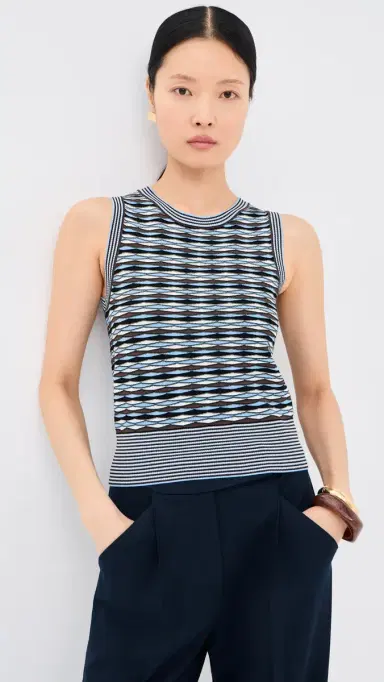 Veronica Beard Cropped Jerrel Knit Tank Blue Jay Multi | Thumbnail 2 Veronica Beard Cropped Jerrel Knit Tank Blue Jay Multi | Thumbnail 2