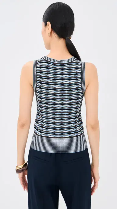 Veronica Beard Cropped Jerrel Knit Tank Blue Jay Multi | Thumbnail 3 Veronica Beard Cropped Jerrel Knit Tank Blue Jay Multi | Thumbnail 3