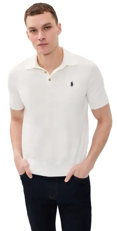 Polo Ralph Lauren Cotton Sweater Polo Deckwash White w/ Navy PP | Thumbnail 1 Polo Ralph Lauren Cotton Sweater Polo Deckwash White w/ Navy PP | Thumbnail 1