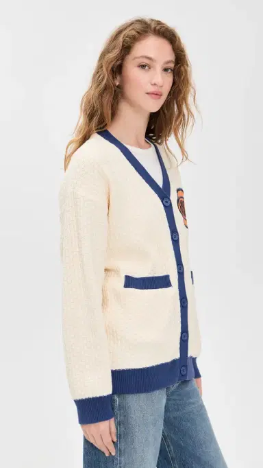 Terez Knit Cotton Varsity Sweater Knicks Sugar | Thumbnail 4