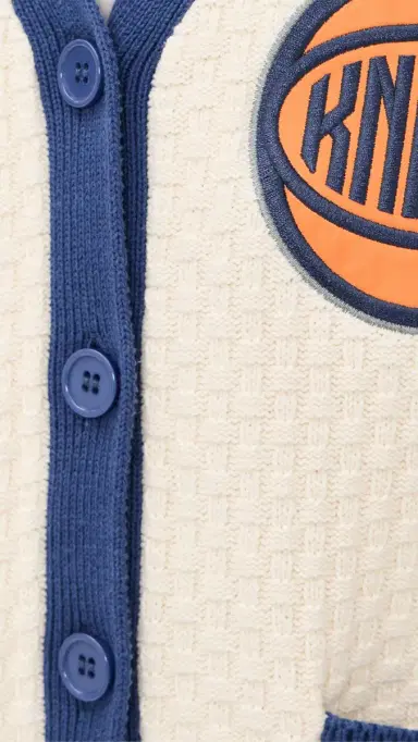 Terez Knit Cotton Varsity Sweater Knicks Sugar | Thumbnail 6