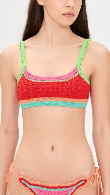 BEACH RIOT Milana Bikini Top Aqua Haze Crochet | Thumbnail 2