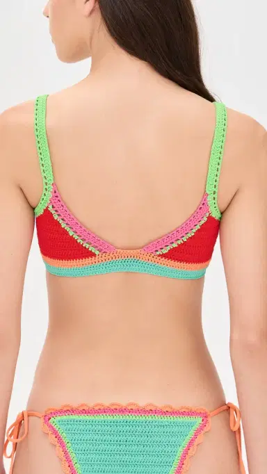 BEACH RIOT Milana Bikini Top Aqua Haze Crochet | Thumbnail 3