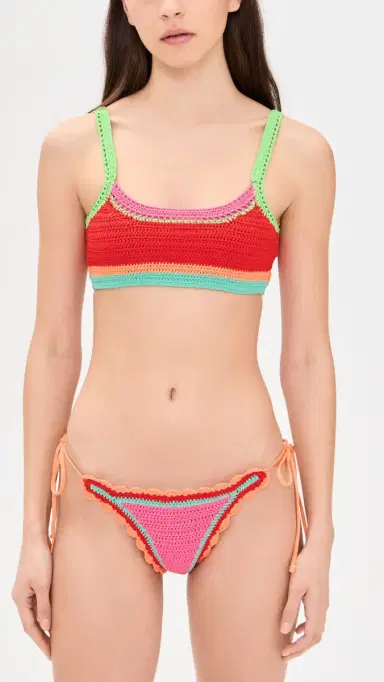 BEACH RIOT Milana Bikini Top Aqua Haze Crochet | Thumbnail 5