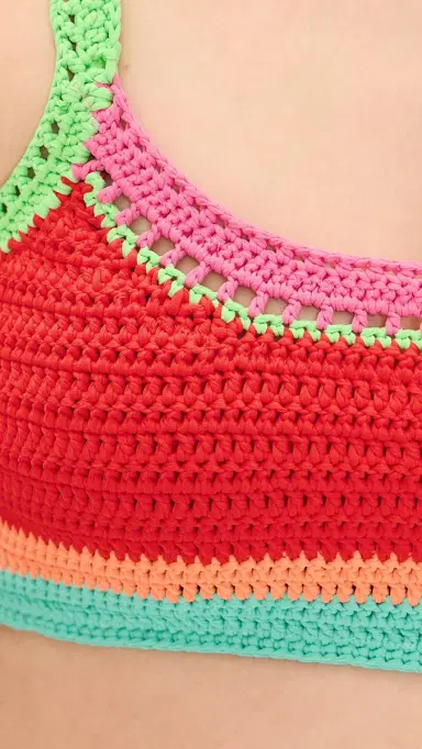 BEACH RIOT Milana Bikini Top Aqua Haze Crochet | Thumbnail 6