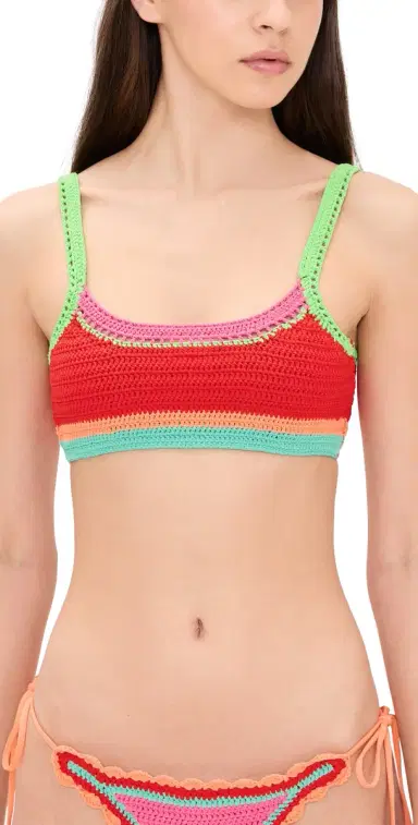 BEACH RIOT Milana Bikini Top Aqua Haze Crochet | Thumbnail 1