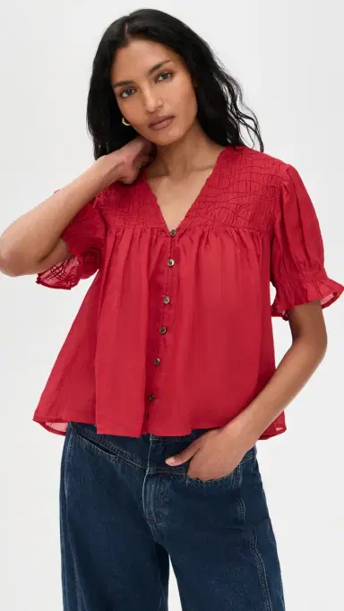 Sea Imogen Solid Short Sleeve Top Red | Thumbnail 2 Sea Imogen Solid Short Sleeve Top Red | Thumbnail 2