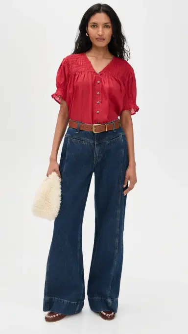 Sea Imogen Solid Short Sleeve Top Red | Thumbnail 5 Sea Imogen Solid Short Sleeve Top Red | Thumbnail 5