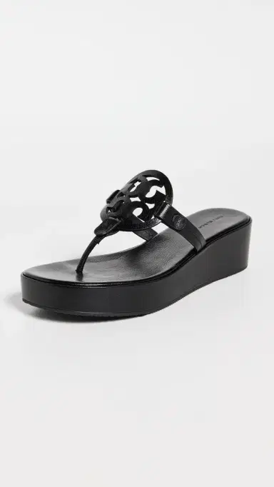 Tory Burch Miller Wedge Sandals Perfect Black 9 | Thumbnail 2