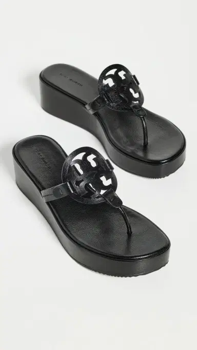 Tory Burch Miller Wedge Sandals Perfect Black 9 | Thumbnail 6