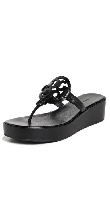 Tory Burch Miller Wedge Sandals Perfect Black 9 | Thumbnail 1