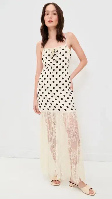 Bailey Rose Polka Dot Maxi Dress Cream | Thumbnail 2