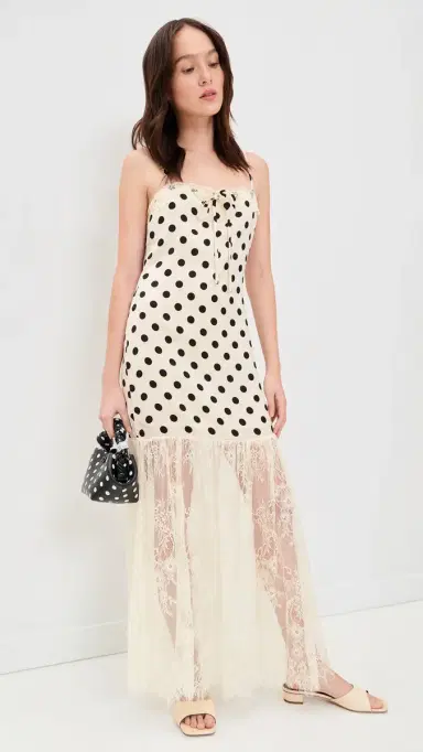 Bailey Rose Polka Dot Maxi Dress Cream | Thumbnail 5