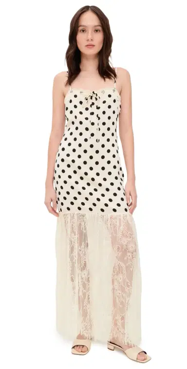 Bailey Rose Polka Dot Maxi Dress Cream | Thumbnail 1