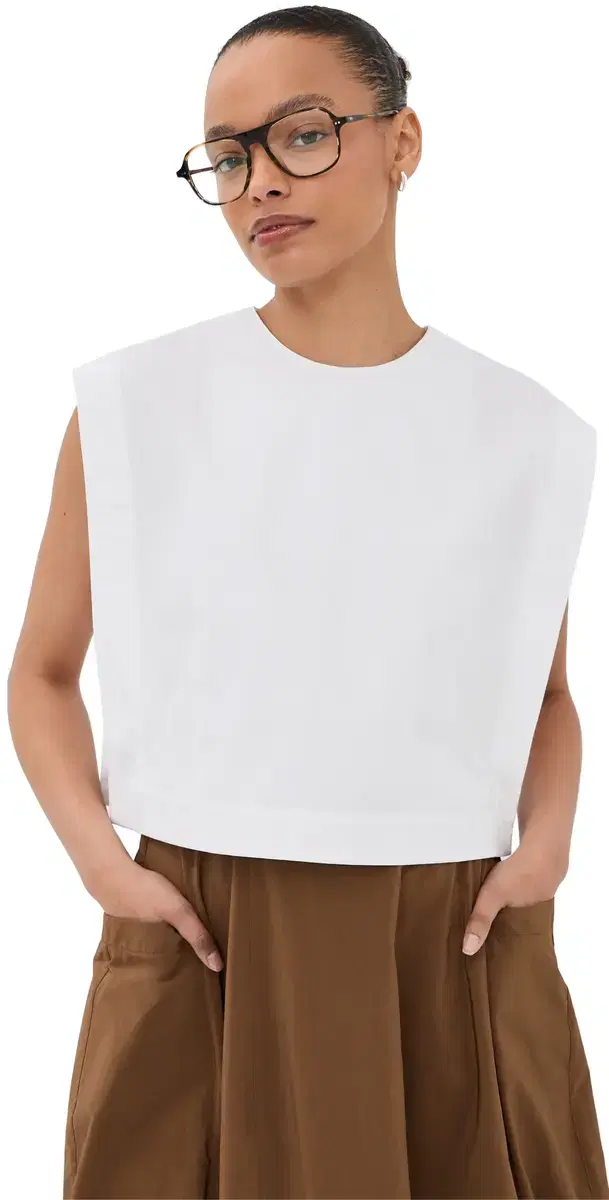 Cropped Square Blouse White